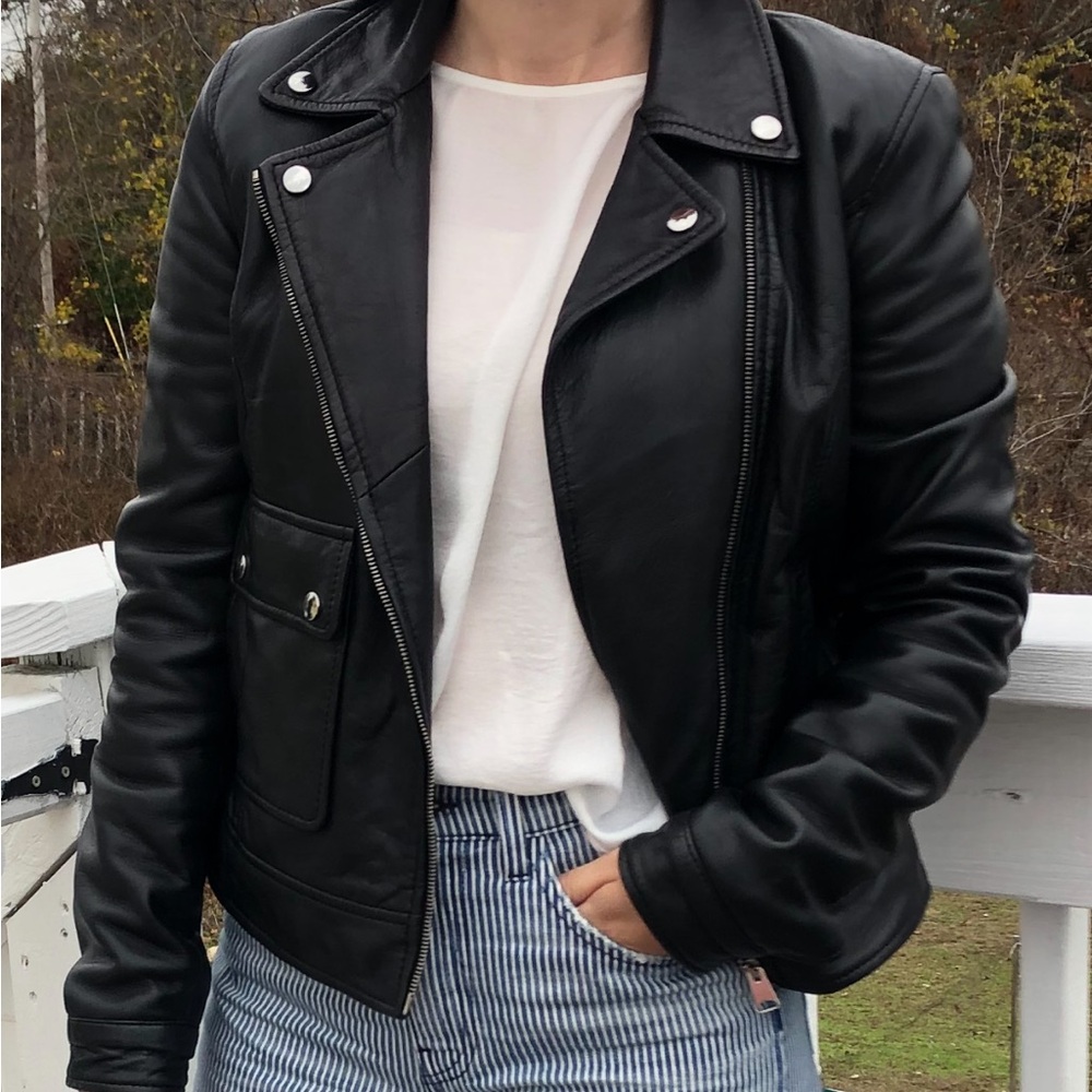 Zara Trafaluc Leather Moto Jacket Size M
